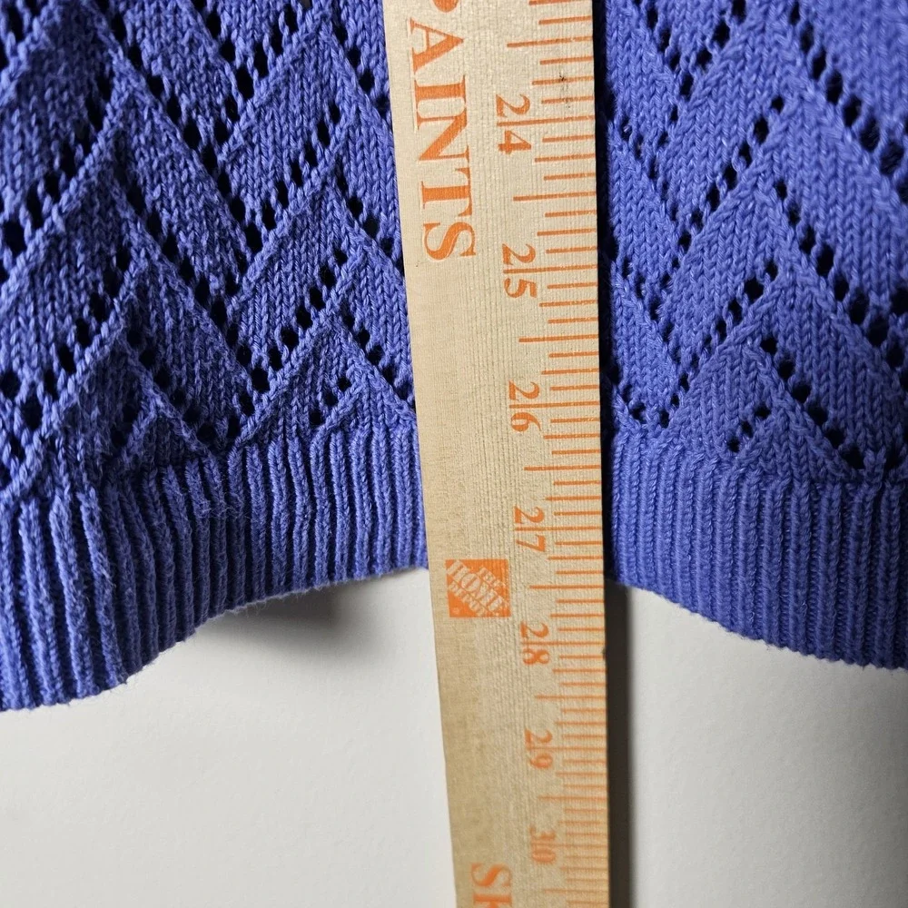 Talbots Petite XL Periwinkle Purple Open Knit Linen Blend Sweater‎ Pullover Crew